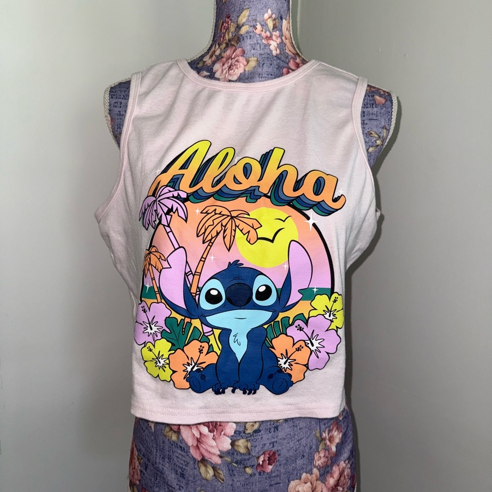 Disney Pink and Blue Stitch Tank Top